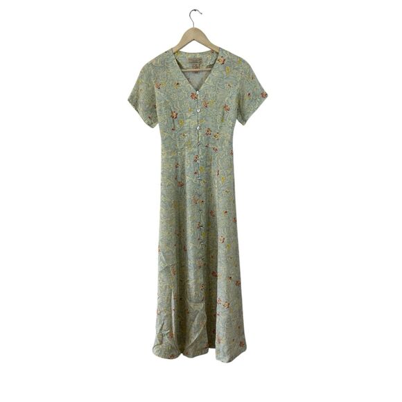 Vintage Telluride Clothing 8 Shell Button Front Dress Midi Maxi Rayon Womens - Picture 1 of 16